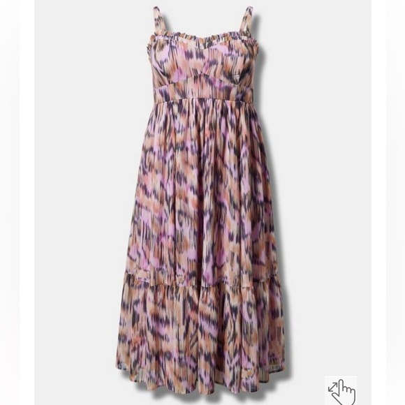 TORRID NWT Chiffon Midi dress - sweetheart neckline, empire waist and pockets! - Picture 5 of 5